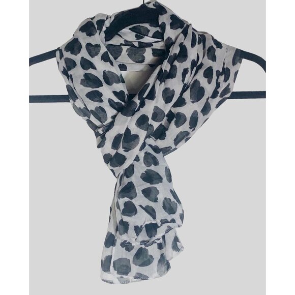 Scarf wrap sheer hearts black white one size 76x28" READ - Picture 1 of 5